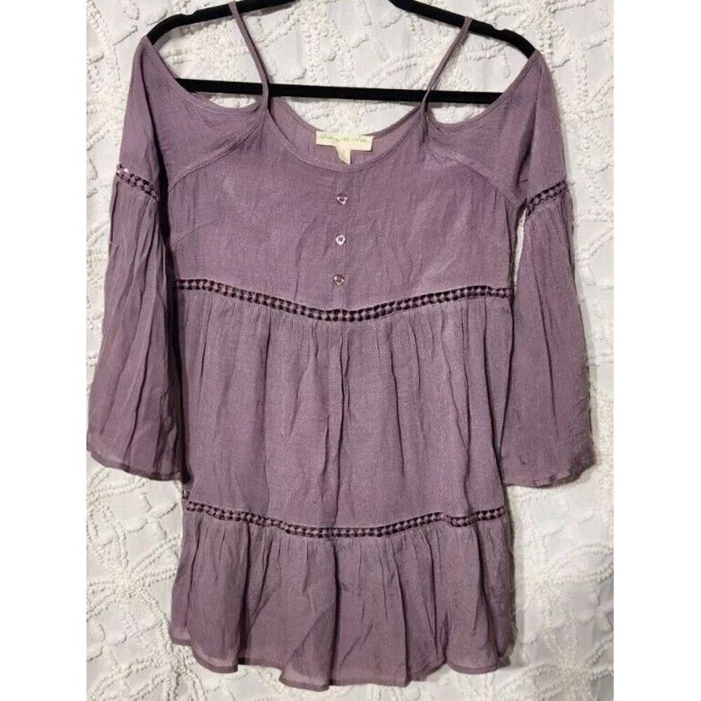 Staring At Stars Off Shoulder‎ Fairy Blouse Womens S Romantic Bell Sleeve Purple